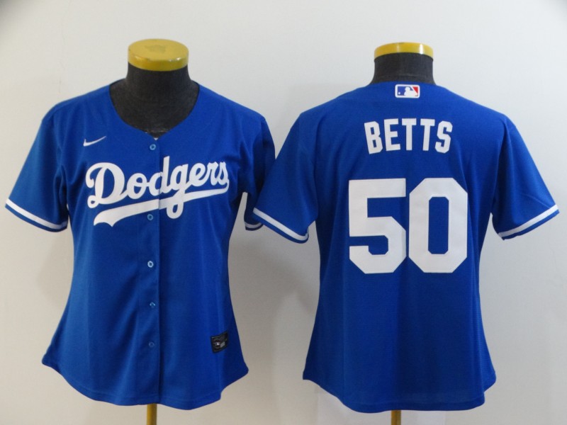 Los Angeles Dodgers #50 BETTS Blue Women MLB Jersey