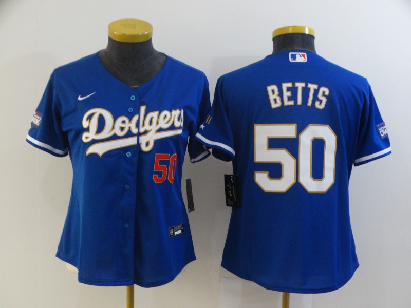 Los Angeles Dodgers #50 BETTS Blue Champion Women MLB Jersey