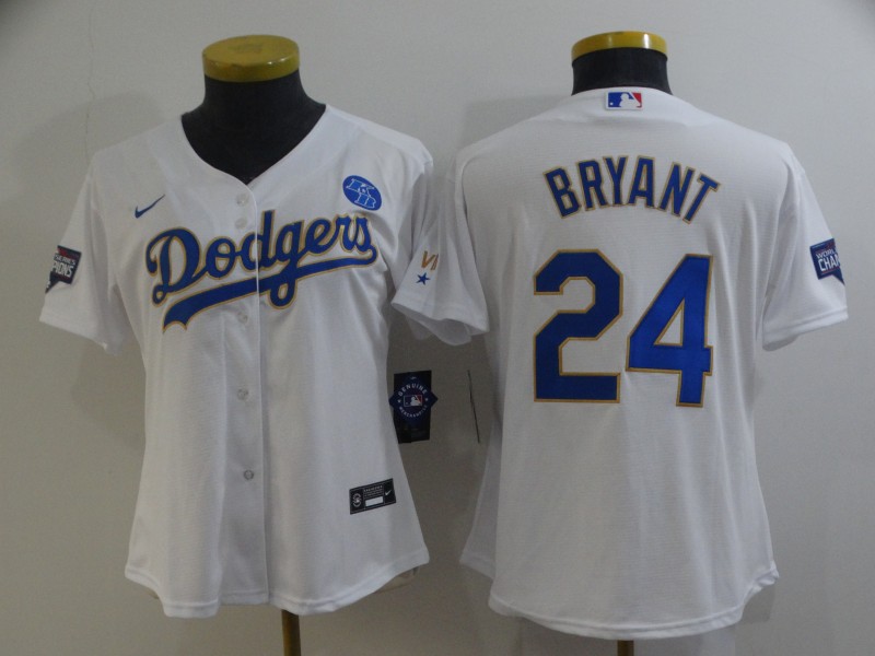 Los Angeles Dodgers #24 BRYANT White Champion Women MLB Jersey
