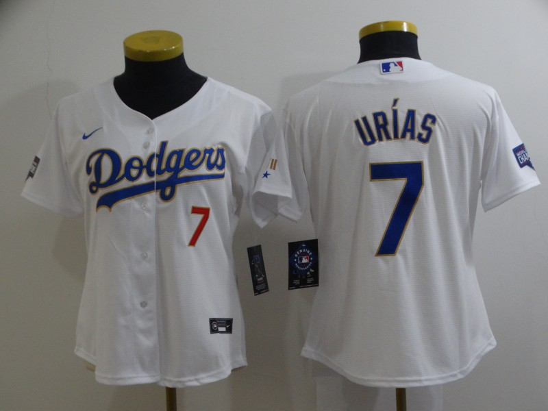 Los Angeles Dodgers #7 URIAS White Champion Women MLB Jersey 02