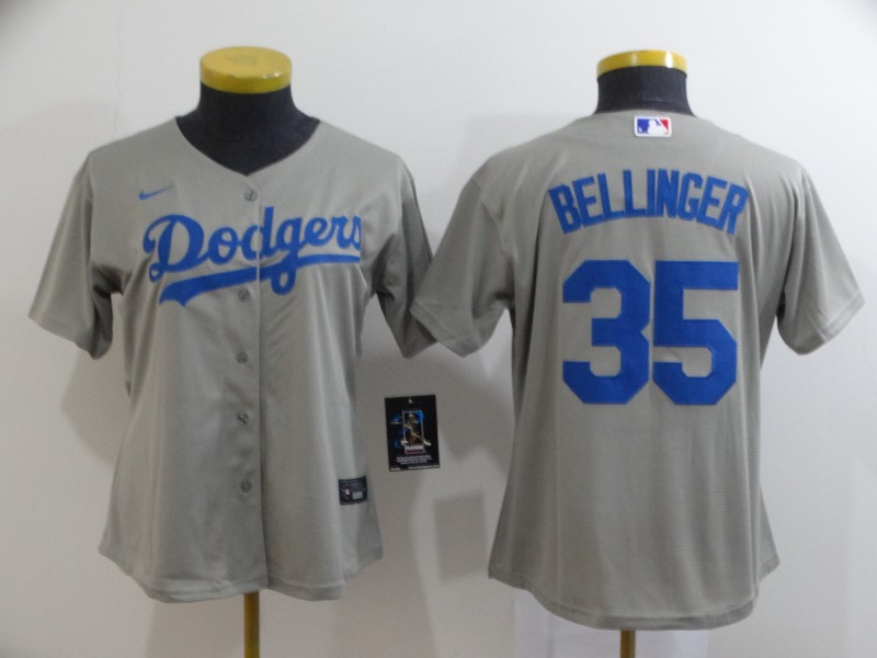 Los Angeles Dodgers #35 BELLINGER Grey Women MLB Jersey