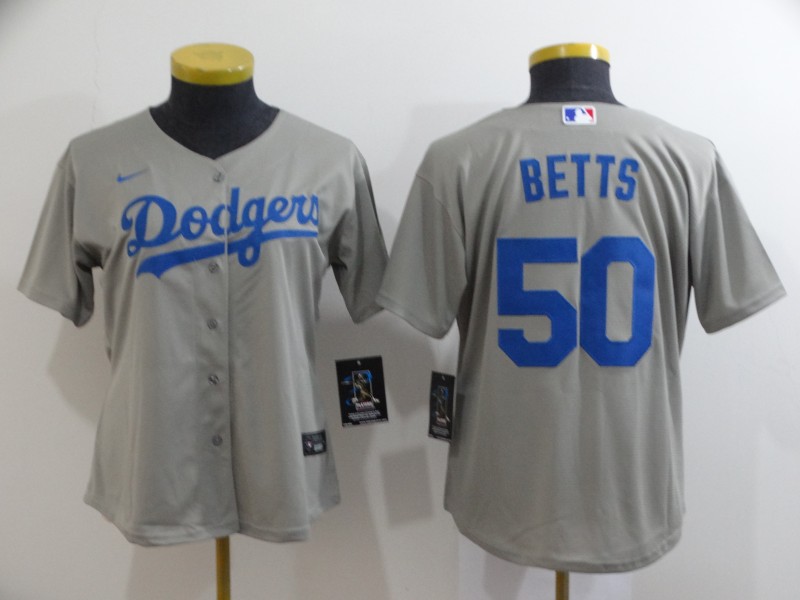 Los Angeles Dodgers #50 BETTS Grey Women MLB Jersey