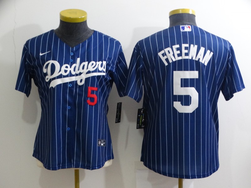 Los Angeles Dodgers Dark Blue #5 FREEMAN Retro Women MLB Jersey