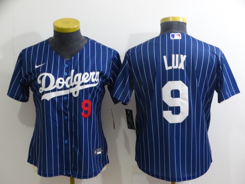 Los Angeles Dodgers Dark Blue #9 LUX Retro Women MLB Jersey
