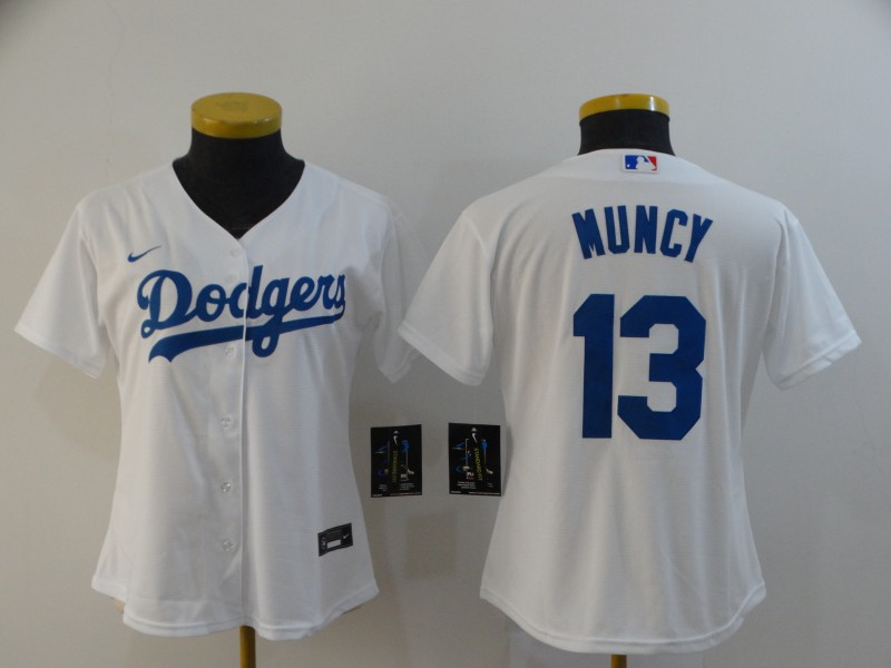 Los Angeles Dodgers #13 MUNCY White Women MLB Jersey