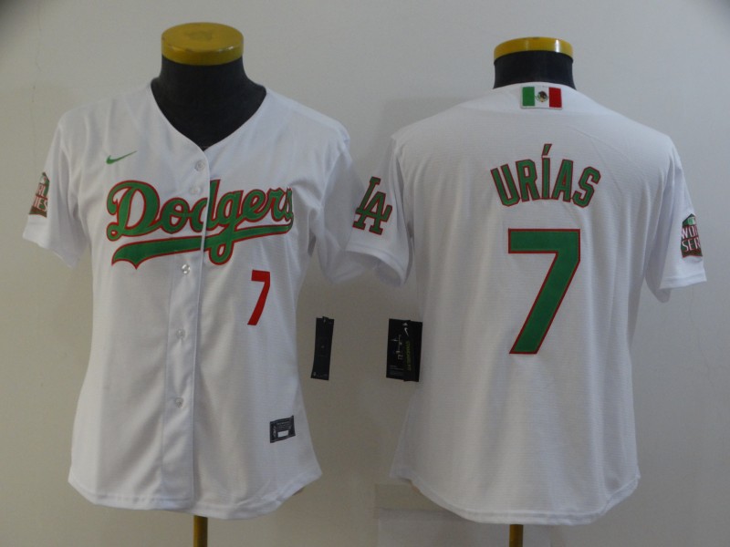 Los Angeles Dodgers #7 URIAS White Green Women MLB Jersey