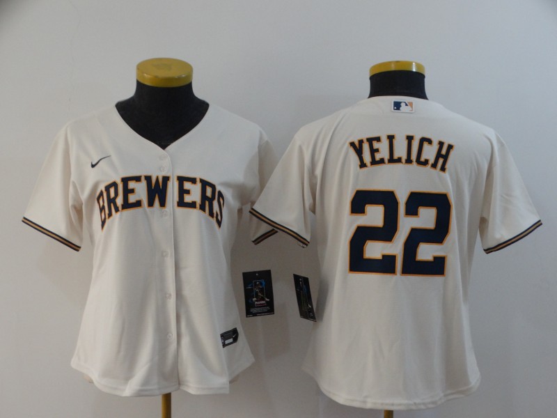 Milwaukee Brewers #22 YELICH Tan Women MLB Jersey