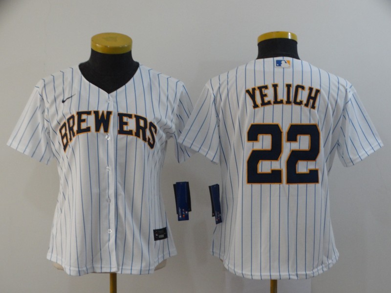 Milwaukee Brewers #22 YELICH White Women MLB Jersey