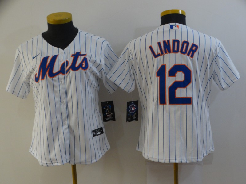 New York Mets #12 LINDOR White Women MLB Jersey