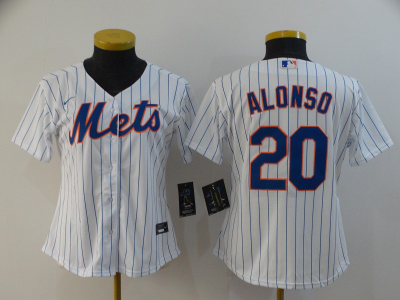 New York Mets #20 ALONSO White Women MLB Jersey