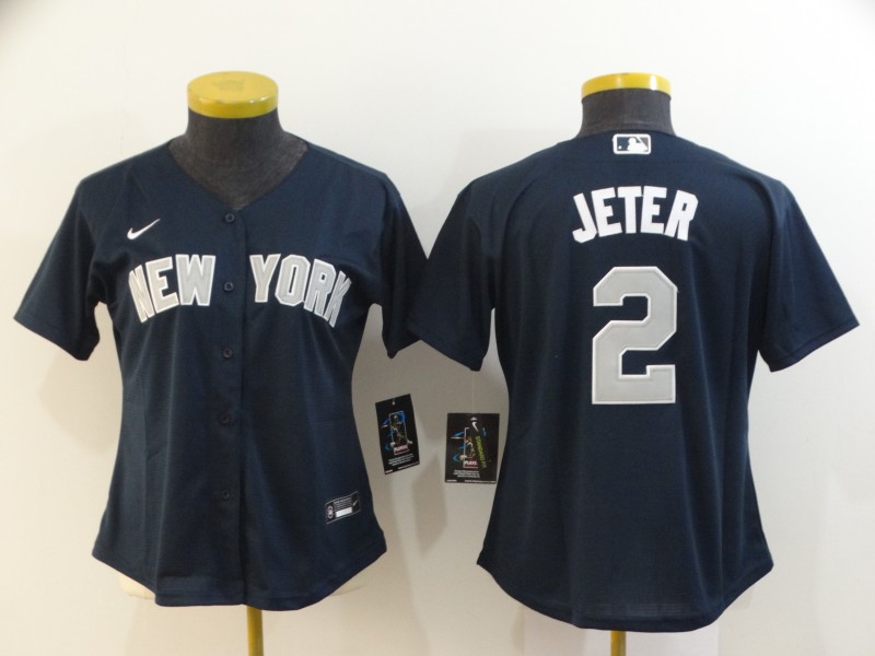 New York Yankees #2 JETER Dark Blue Women MLB Jersey