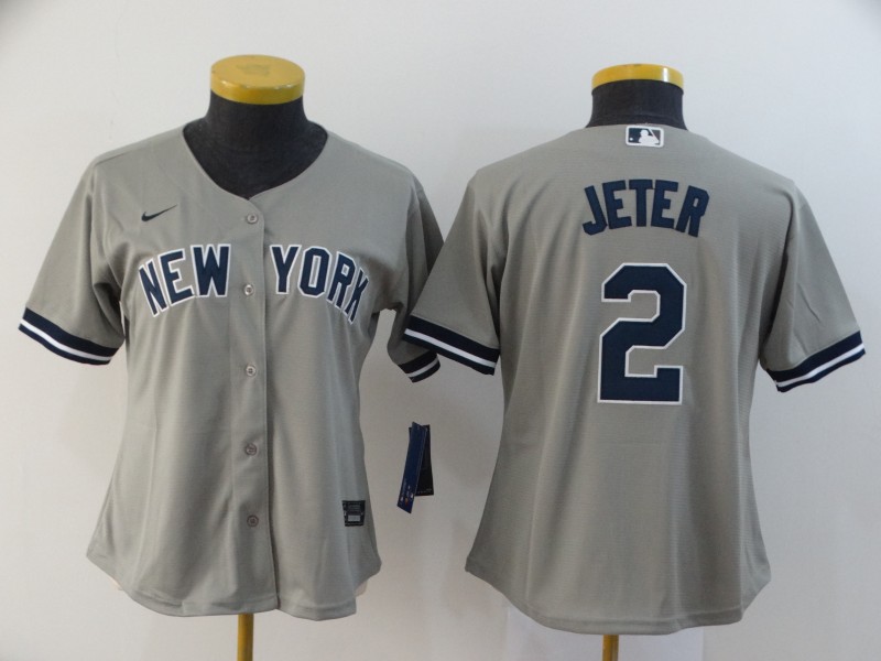 New York Yankees #2 JETER Grey Women MLB Jersey