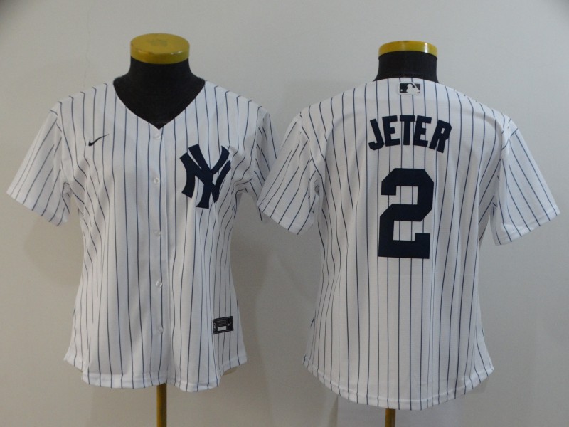 New York Yankees #2 JETER White Women MLB Jersey 02