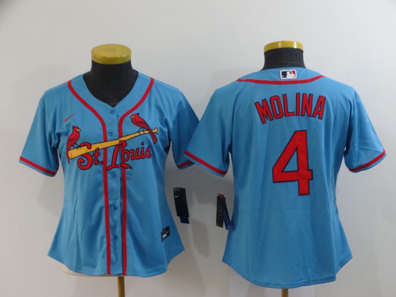 St. Louis Cardinals #4 MOLINA Blue Women MLB Jersey