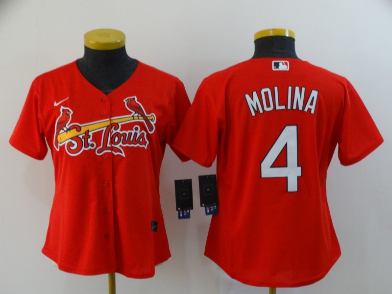 St. Louis Cardinals #4 MOLINA Red Women MLB Jersey