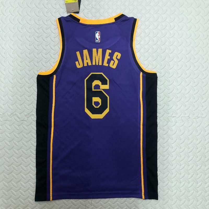 Los Angeles Lakers 22/23 Purple AJ Basketball Jersey (Hot Press)