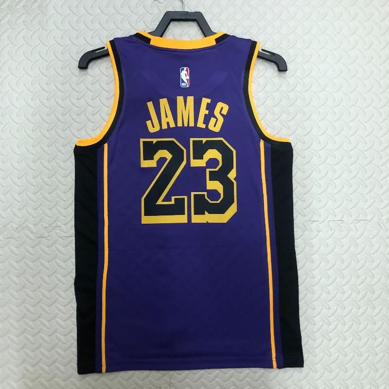 Los Angeles Lakers 22/23 Purple AJ Basketball Jersey (Hot Press)