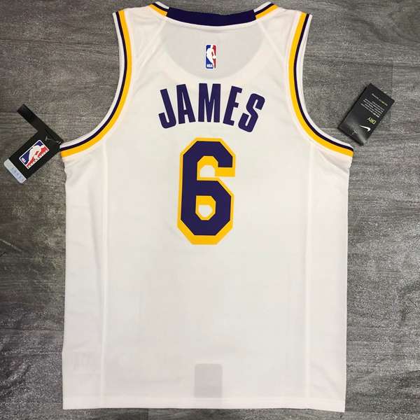 Los Angeles Lakers White Basketball Jersey 02 (Hot Press)