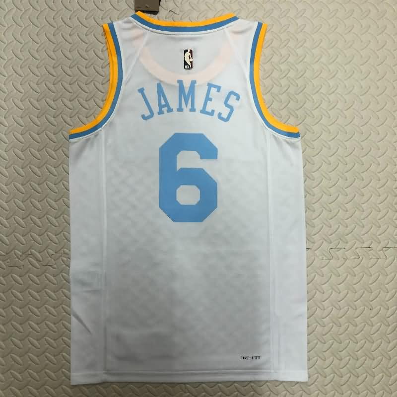 Los Angeles Lakers White Classics Basketball Jersey 02 (Hot Press)