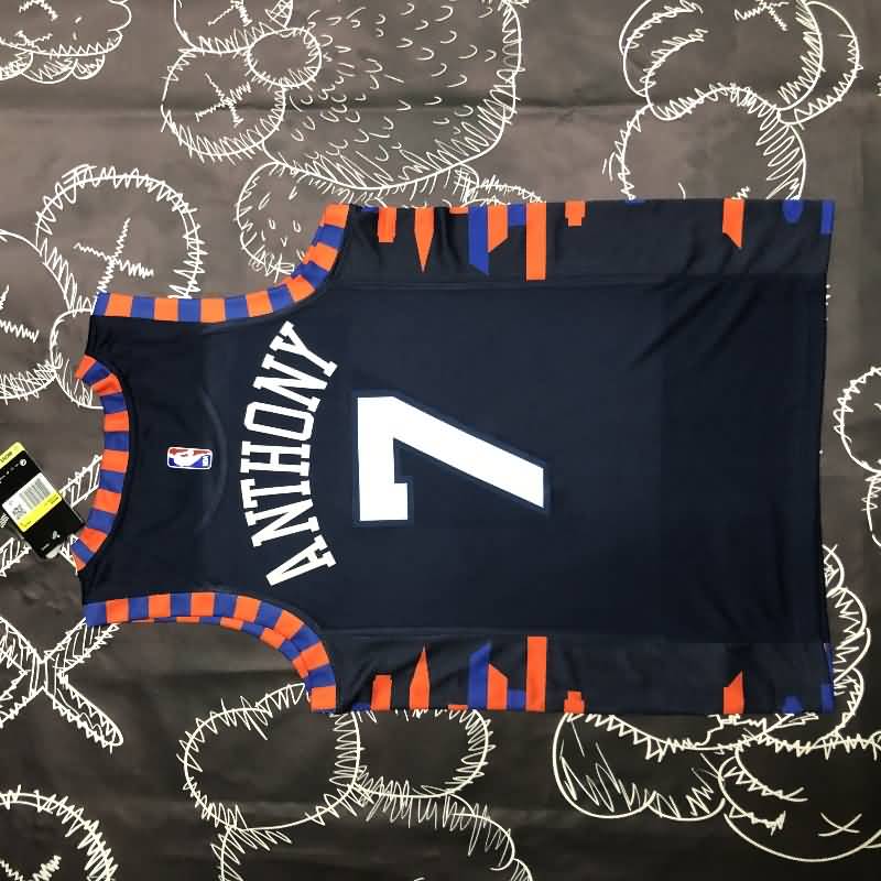 New York Knicks Dark Blue Basketball Jersey (Hot Press)