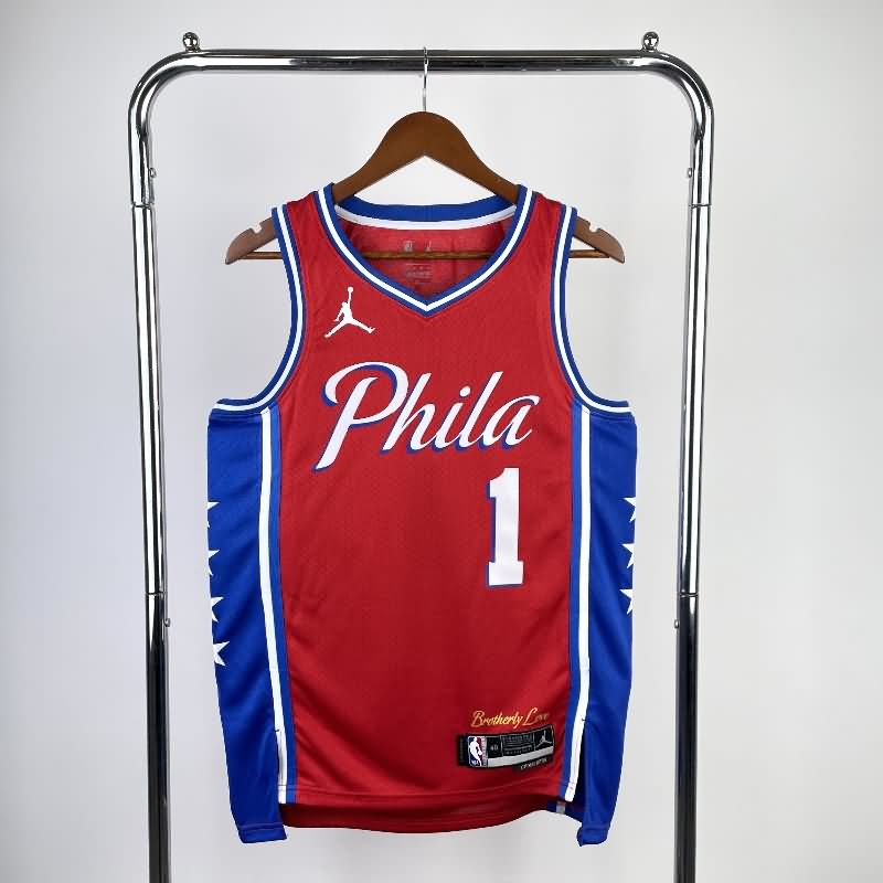 Philadelphia 76ers 22/23 Red AJ Basketball Jersey (Hot Press)