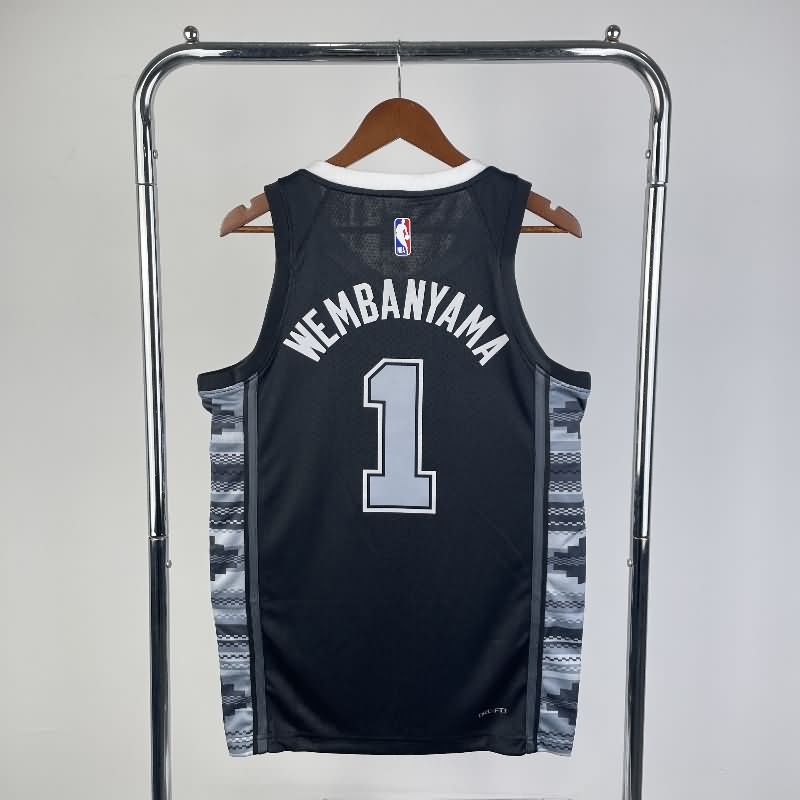 San Antonio Spurs 22/23 Black AJ Basketball Jersey (Hot Press)