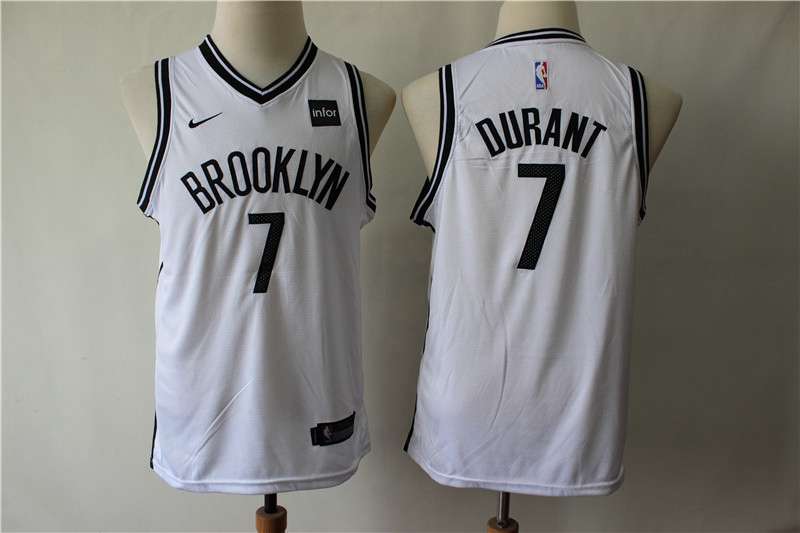 Brooklyn Nets White DURANT #7 Young NBA Jersey (Stitched)