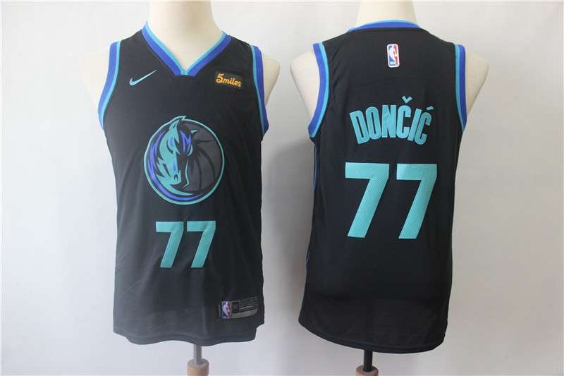Dallas Mavericks Black DONCIC #77 Young NBA Jersey (Stitched)