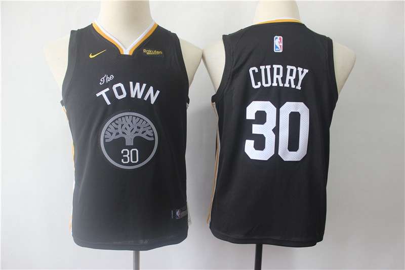 Golden State Warriors Black CURRY #30 Young NBA Jersey (Stitched)