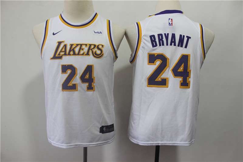 Los Angeles Lakers White BRYANT #24 Young NBA Jersey (Stitched)