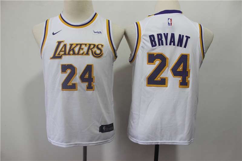 Los Angeles Lakers White BRYANT #24 Young NBA Jersey (Stitched)