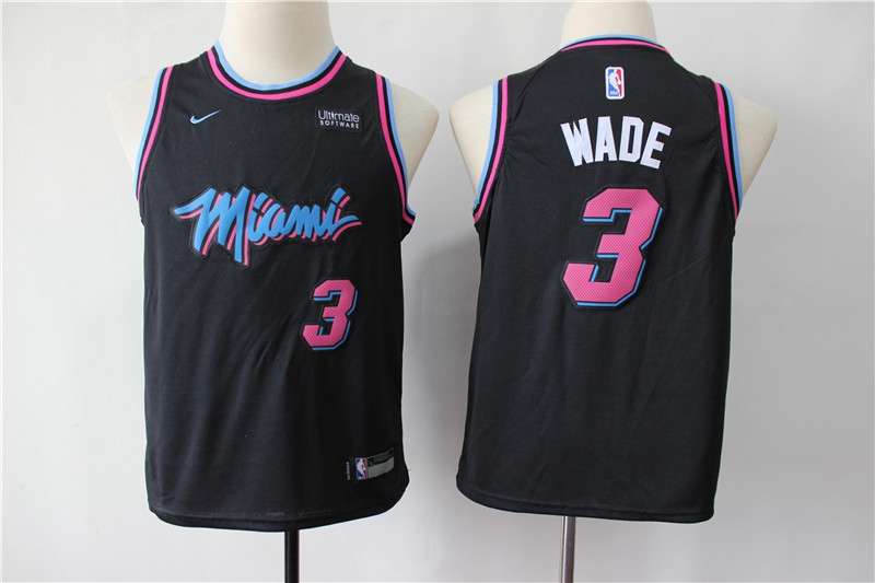 Miami Heat Black WADE #3 Young City NBA Jersey (Stitched)