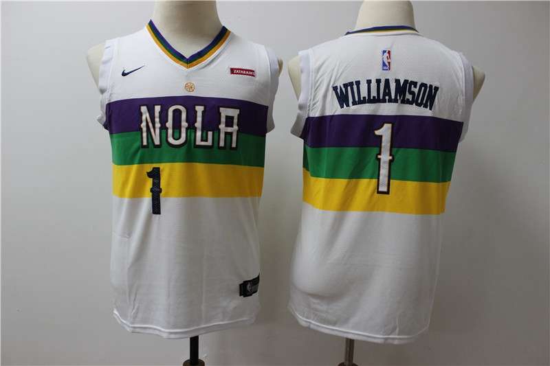 New Orleans Pelicans White WILLIAMSON #1 Young City NBA Jersey (Stitched)