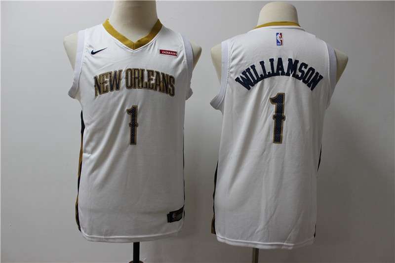 New Orleans Pelicans White WILLIAMSON #1 Young NBA Jersey (Stitched)