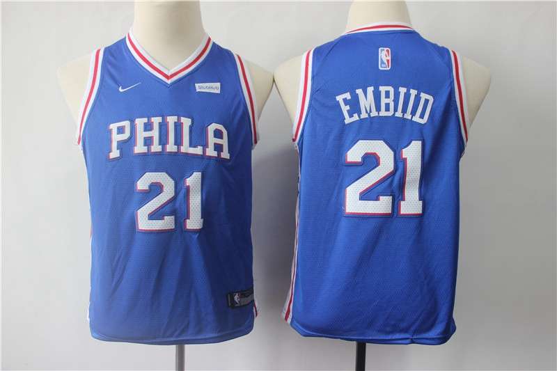 Philadelphia 76ers Blue EMBIID #21 Young NBA Jersey (Stitched)