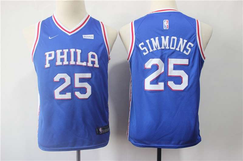 Philadelphia 76ers Blue SIMMONS #25 Young NBA Jersey (Stitched)
