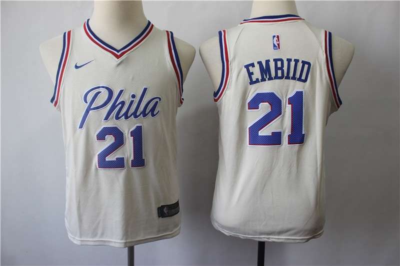 Philadelphia 76ers White EMBIID #21 Young City NBA Jersey (Stitched)