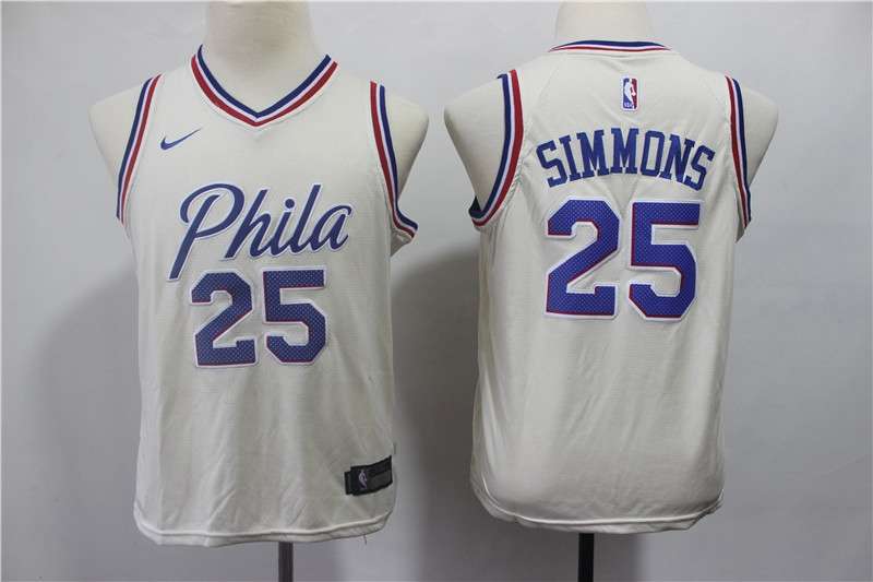 Philadelphia 76ers White SIMMONS #25 Young City NBA Jersey (Stitched)