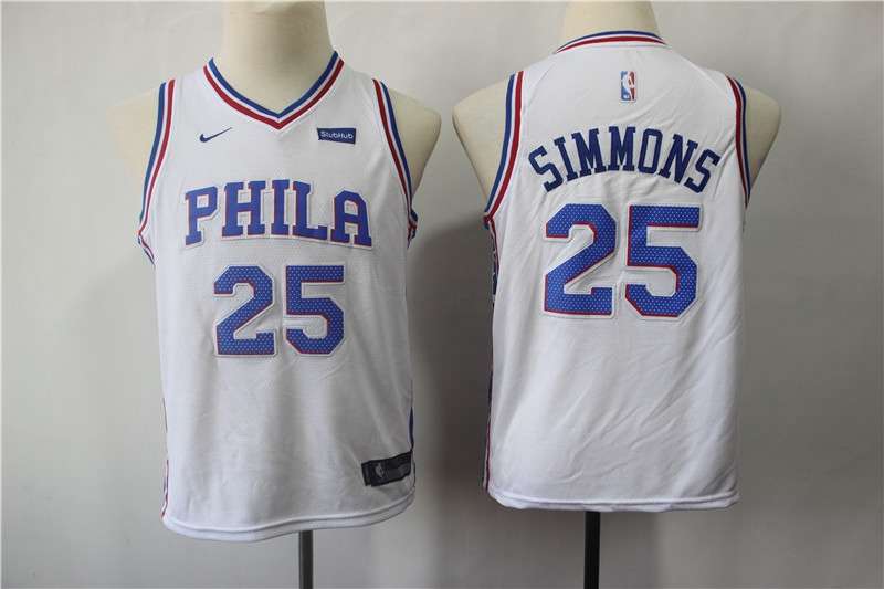 Philadelphia 76ers White SIMMONS #25 Young NBA Jersey (Stitched)