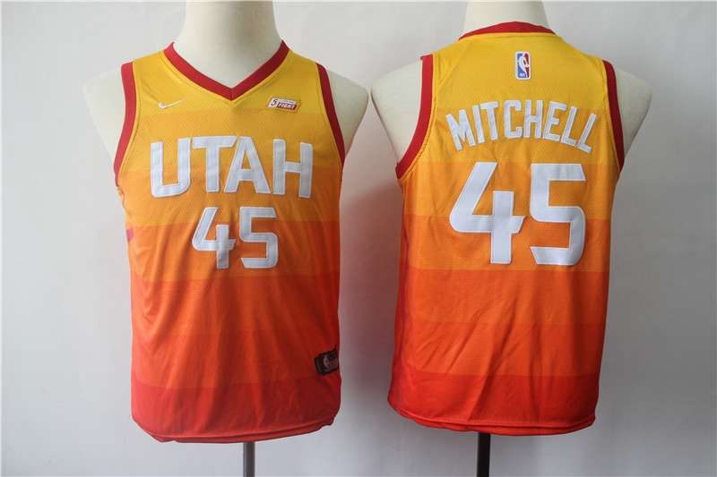 Utah Jazz Orange MITCHELL #45 Young City NBA Jersey (Stitched)