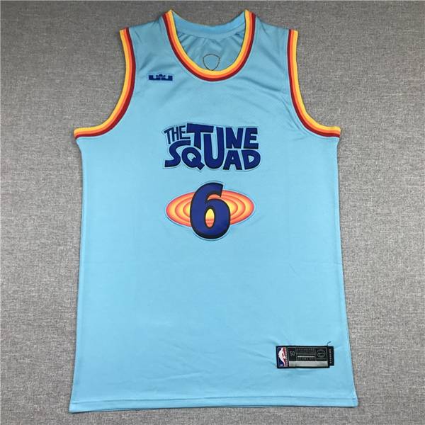 Movie Space Jam Blue #6 JAMES Basketball Jersey (Stitched)