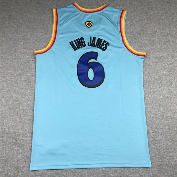 Movie Space Jam Blue #6 JAMES Basketball Jersey (Stitched)