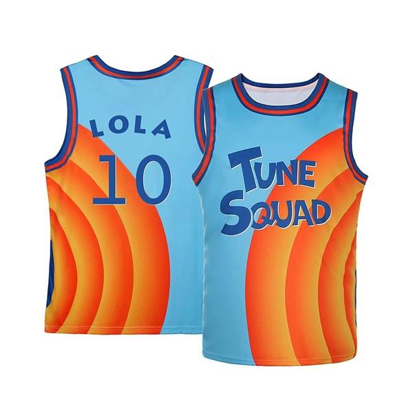 Movie Space Jam LOLA #10 Blue Yellow Basketball Jersey (Stitched)