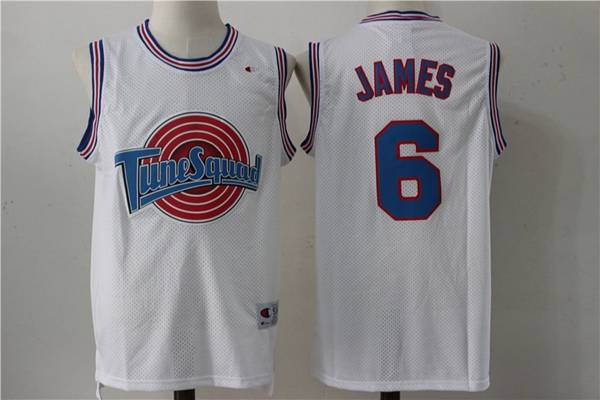 Movie Space Jam White #6 JAMES Basketball Jersey (Stitched)