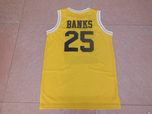 Movie Yellow #25 BANKS Basketball Jersey (Stitched)