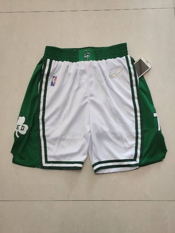 Boston Celtics White Basketball Shorts 03