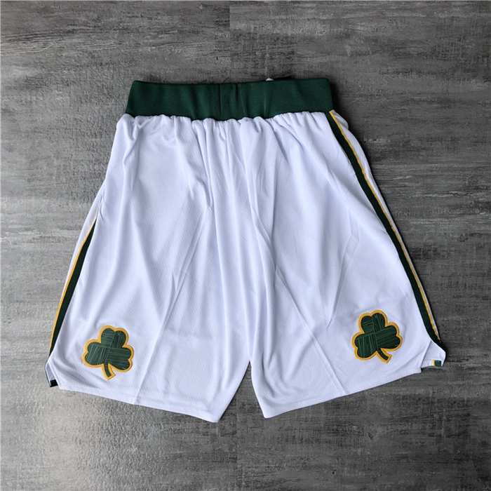 Boston Celtics White NBA Shorts 02