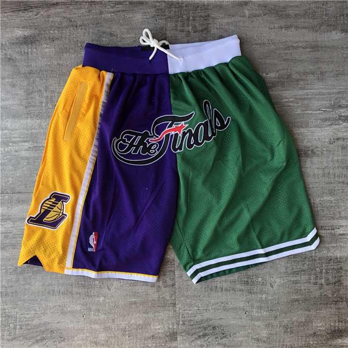 Los Angeles Lakers Boston Celtics Just Don Purple Green NBA Shorts