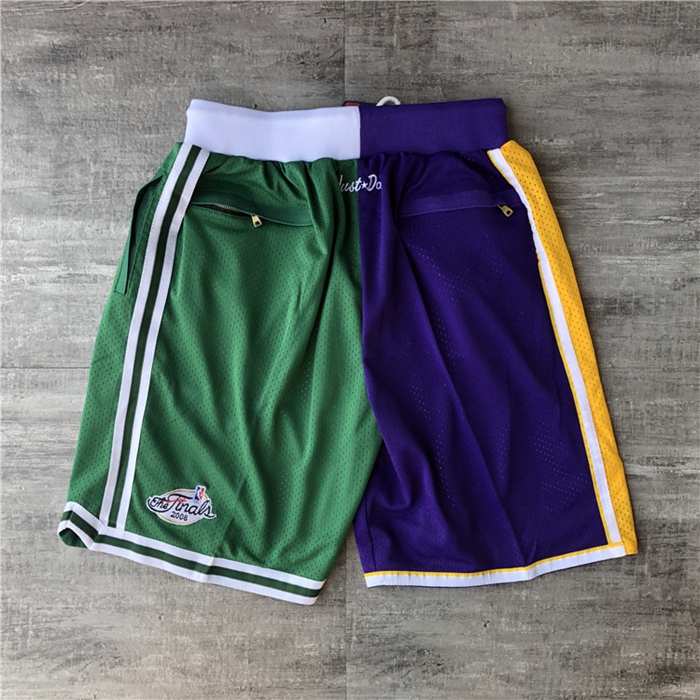 Los Angeles Lakers Boston Celtics Just Don Purple Green NBA Shorts