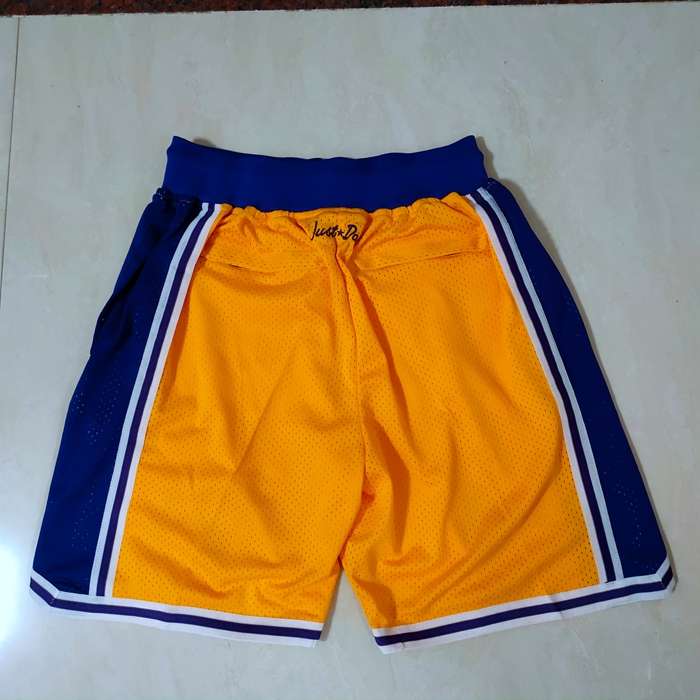 Los Angeles Lakers Just Don Yellow NBA Shorts 04